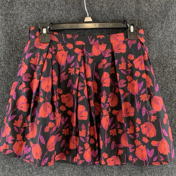 Forever 21 Women's Mini Skirt Flared A-Line Floral Black Red Size 29 - Picture 10 of 11
